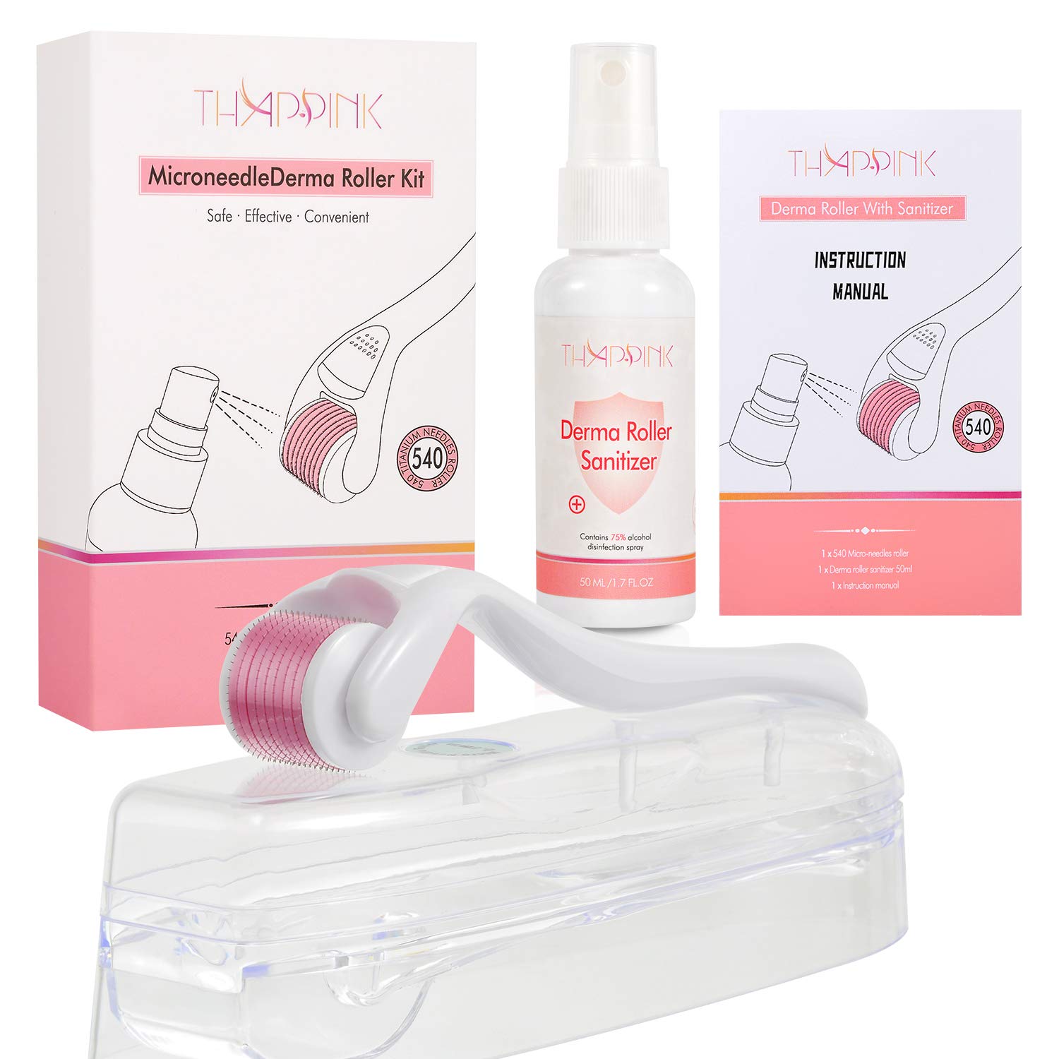 Derma Roller Microneedle Cleanser for Face Body Hair Growth, 2 IN 1 Kit Micro Needles Facial Skin Roller for Home Skincare : Beauty