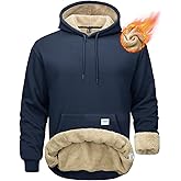 MAGCOMSEN Men's Hoodie Pullover Fleece Sweatshirts Heavyweight Sherpa Lined Thick Warm Winter Hoodies with Kangaroo Pocket