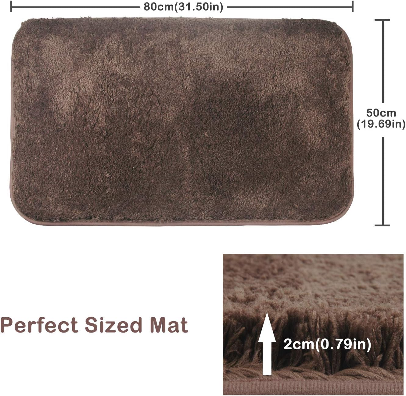 FCSDETAIL Non-slip Shaggy Bath Rugs Carpets 50X80 cm - Image 3