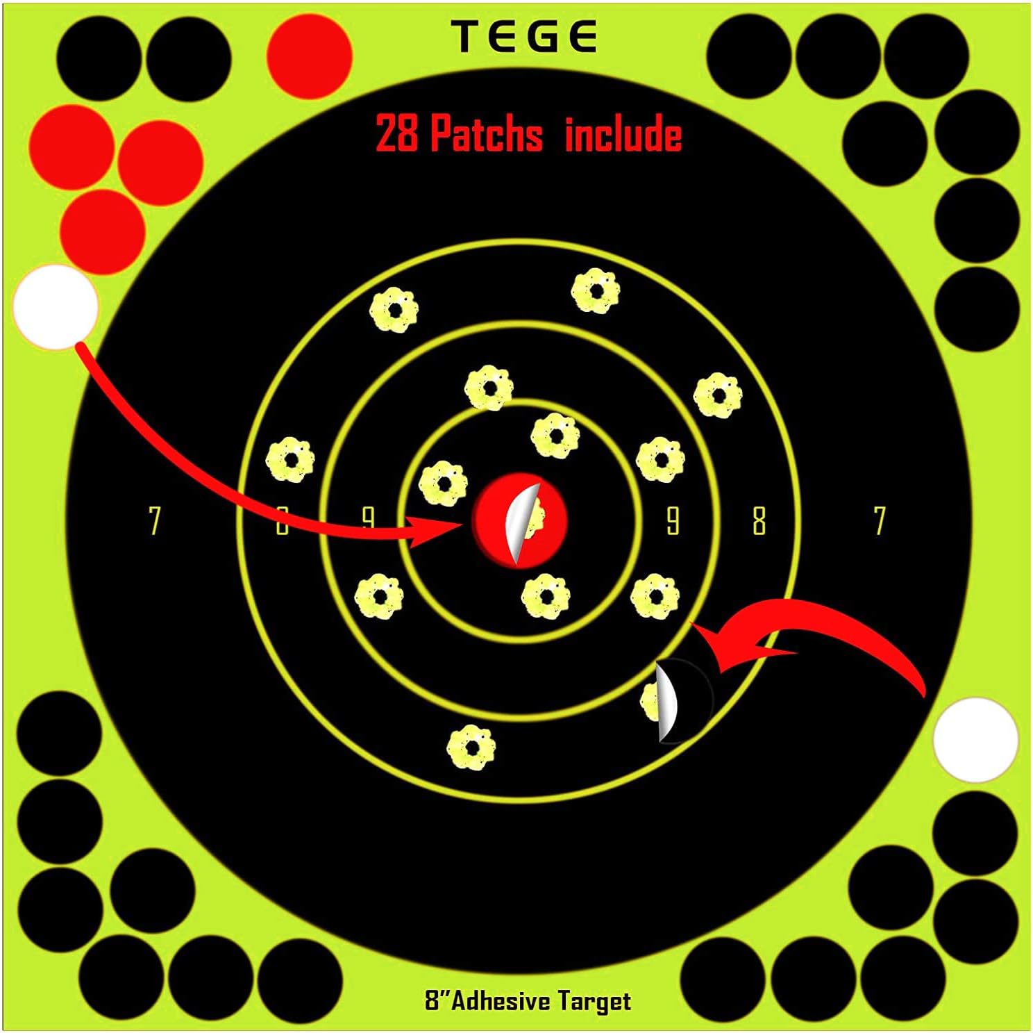 TEGE 30 & 60 & 100 Pack Shooting Targets 8×8 inch Adhesive Shooting Targets Reactive Self Stick Splatter Paper - Gun - Rifle - Pistol - Airsoft - BB Gun - Pellet Gun - Air Rifle : Sports & Outdoors