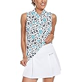 Soneven Women's Sleeveless Golf Top Floral Athletic Golf Wear Moisture Wicking Sleeveless Polo Quick Dry