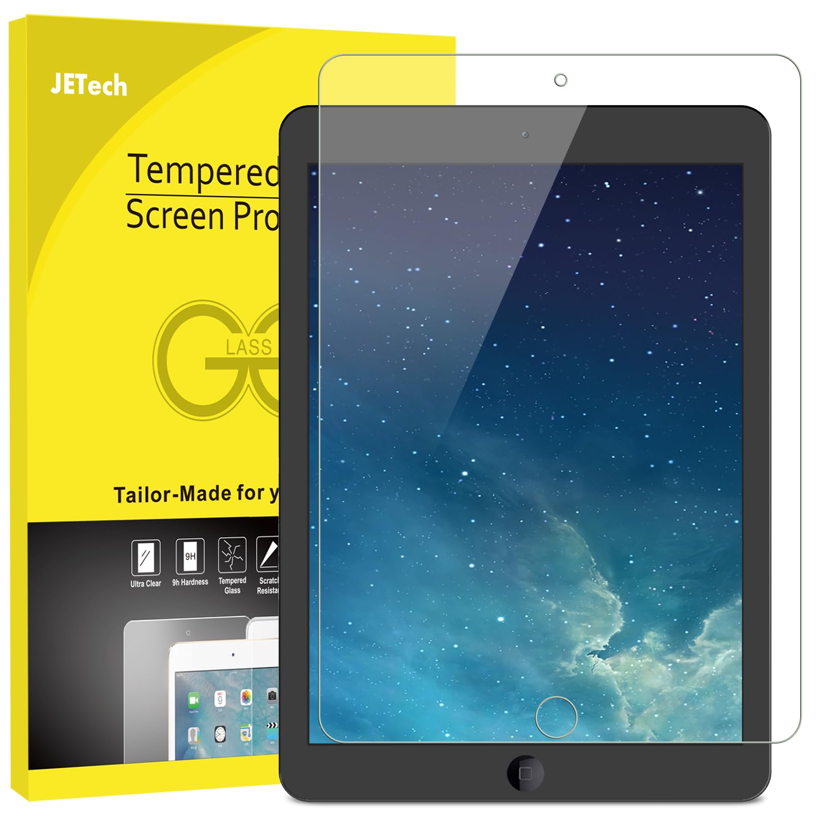 JETech Screen Protector for iPad (9.7-Inch, 2018/2017 Model, 6th/5th Generation), iPad Air 1, iPad Air 2, iPad Pro 9.7-Inch, Tempered Glass Film