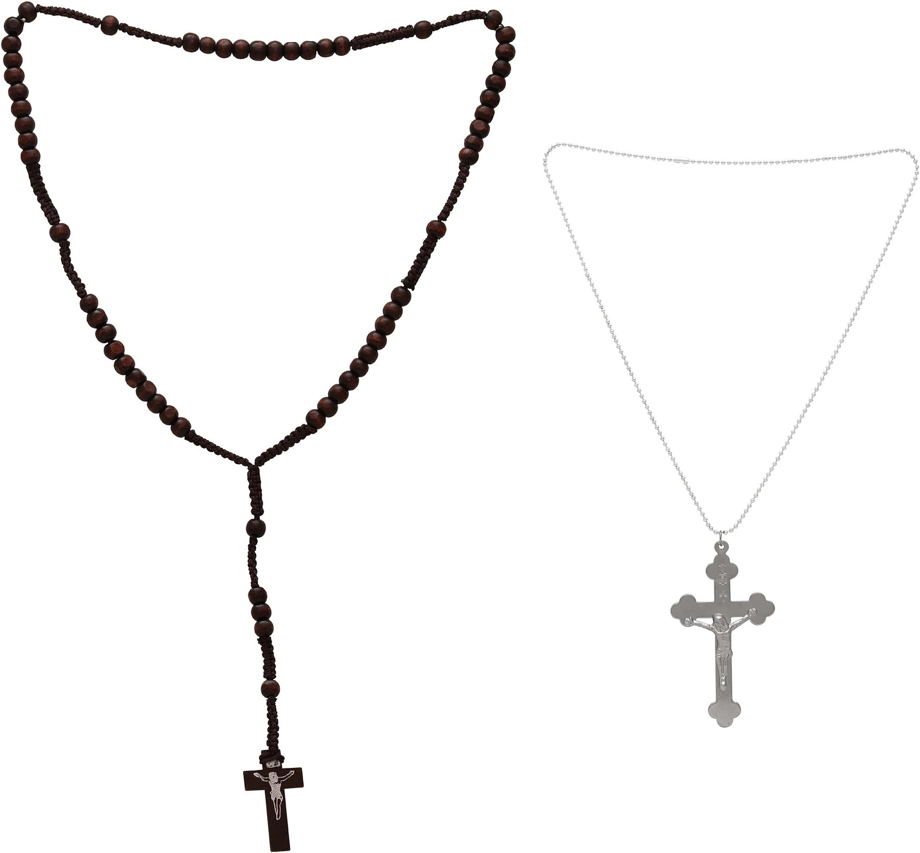 MissMister Stainless steel and Onyx, Rosary Beads combo of necklace and Pendant Christian jesus jewellery Men Women