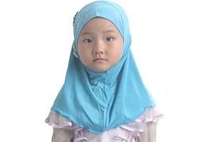 Modest Beauty girls Muslim Islamic Scarf Hijab Handmade flower lovely Rhinestone Headscarf for Kids