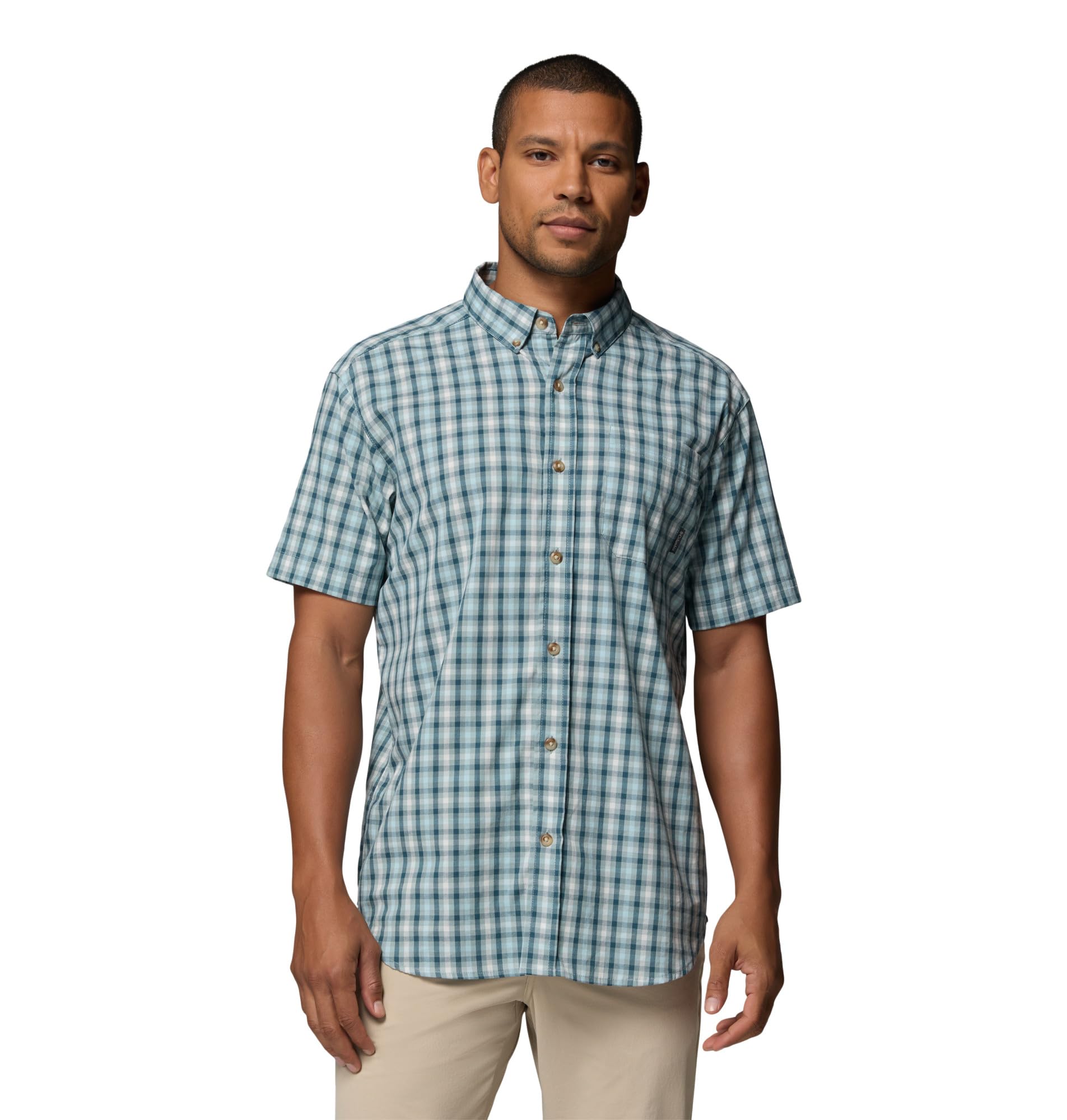 Columbia Men’s Rapid Rivers II Short Sleeve Shirt, Crushed Blue/Rapid Rivers Gingham, X-Large