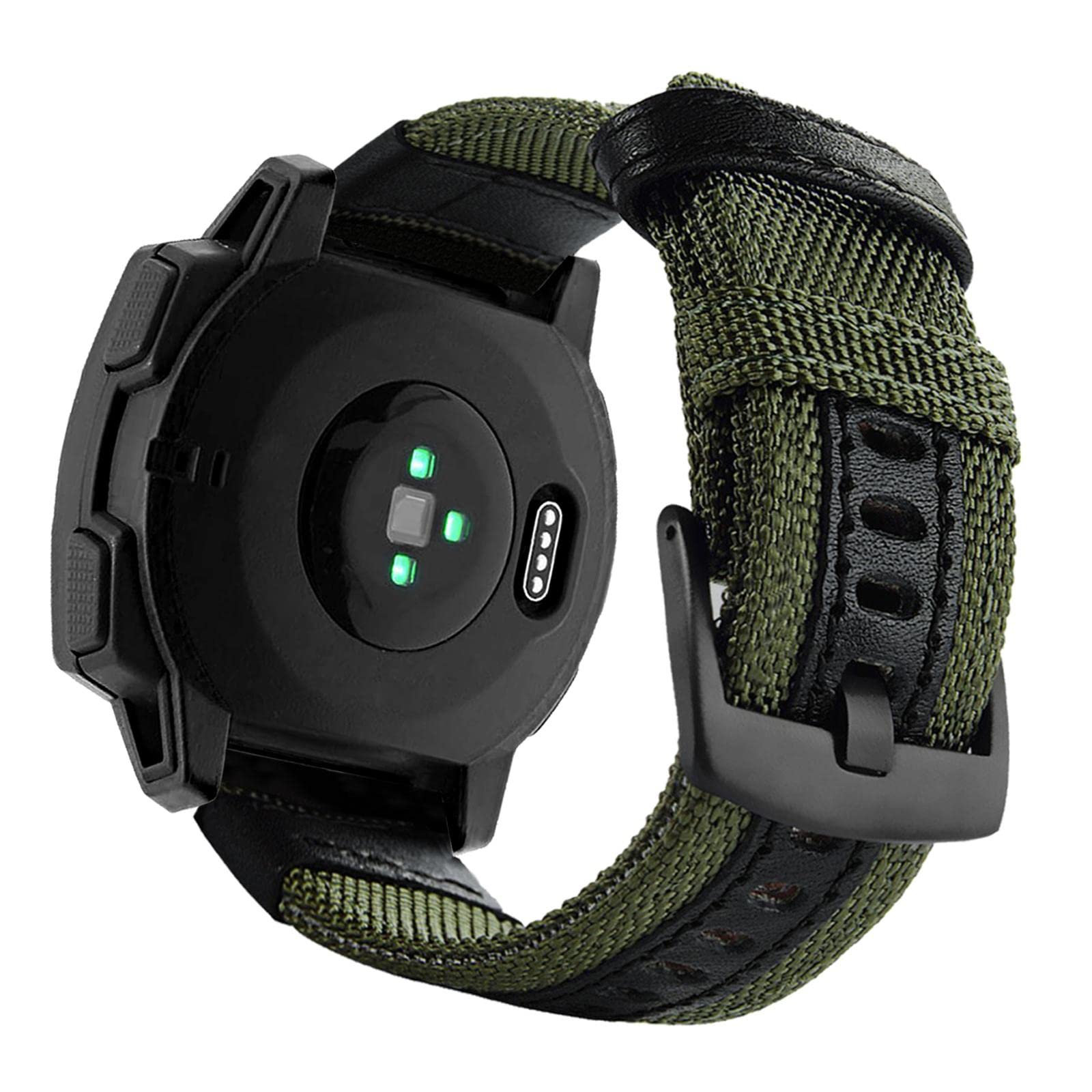 YOOSIDE 22mm Nylon Military Style Watch Strap for Garmin Instinct 3 45mm / Instinct 2 Solar/Crossover/Tide/Esports (Green)