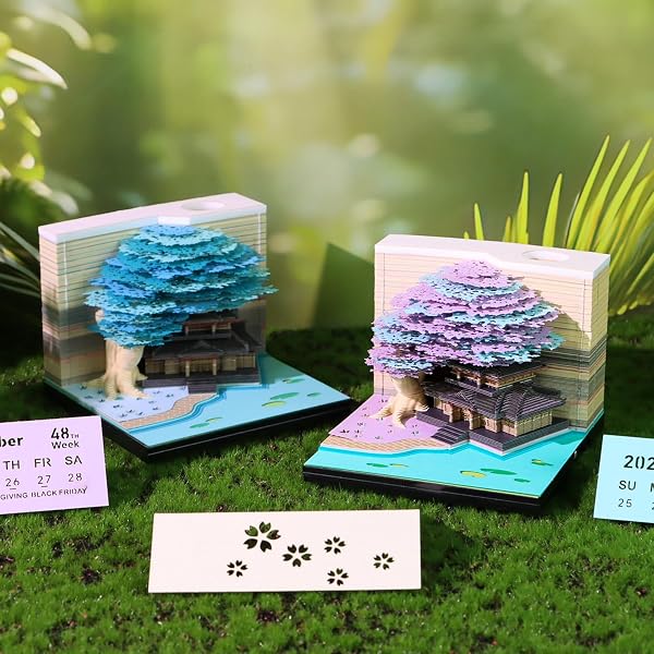 2026 TIME PIECE CALENDAR 3D CASTLE DESK CALENDAR MEMO PAD PAPER TEAR AWAY CARVING ART NOTEPAD GIFT FOR VALENTINE’S DAY GIFT HOUSEWARMING OFFICE DESKTOP DECORATION (WITH CALENDAR & LIGHT)