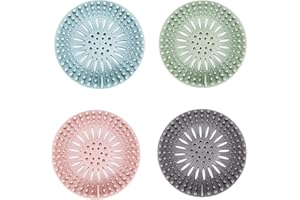 GENERIC Shower Drain Hair Catcher, Bathroom Sink Drain Strainers, Durable Silicone Hair Stopper, Drain Cover Strainer to Catch Hair Easy to Install and Clean Suit for Bathtub Kitchen Sink Shower Floor (4Pcs)