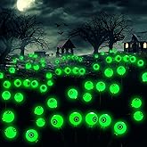 Halloween Solar Pathway Lights 2PK 12 LEDs Solar Outdoor Garden Stake Lights,Decorative Pathway Lights Waterproof Halloween Party Home Yard Patio Decorations Eyeball