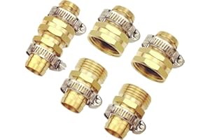 Cozyou 5/8" Garden Hose Repair Mender Male Female Repair Connector with Clamps 3 Sets