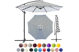 GLDDFDG Patio Umbrella Canopy, Universal Replacement Cover for 10 Feet 8- Ribs Outdoor Round Patio Market Umbrella Parasol Canopy Top Sun Shade Accessory, 300D UV Protective And Water Resistant Patio Canopy (Black and White Stripe)
