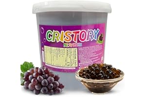 CRISTORY Grape Flavor Bursting Popping Boba Jar (6.82 lbs), 100% Gluten Free & Fat Free, Vegan Friendly, Bubble Tea, Toppings for Beverage & Desserts