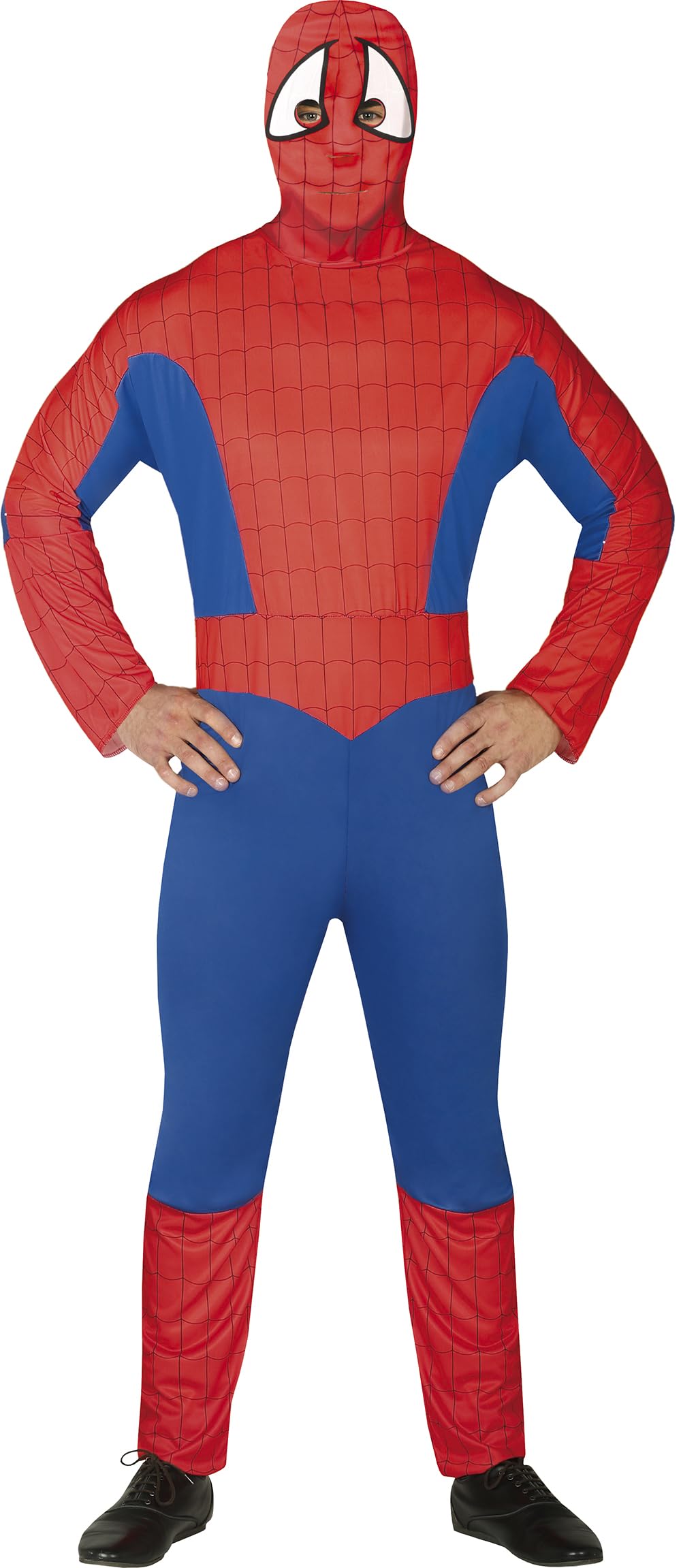 FIESTAS GUIRCA Adult Superhero Costume (42-44/L) - Hood and Jumpsuit - For Costume Parties, Halloween, Carnival and Superhero & Villain Celebrations - Men's - Red & Blue