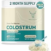OXNUTRITION Colostrum Powder for Gut Health, Immune Support, Muscle Recovery, Hair & Beauty | Pure Gress Fed Bovine Colostrum for Humans, Natural IgG, Unflavored, 60 Servings