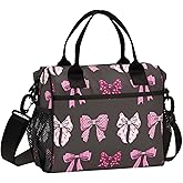 BOENLE Cute Bows Lunch Bag Insulated Cooler Bag Tote Reusable Lunch Box for Women Men Adult Adjustable Shoulder Strap Leakproof for Work Picnic