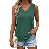 EADINVE Womens Ribbed Trim V Neck Tank Tops Trendy Sleeveless Shirts Summer Loose Fit Clothes 2026