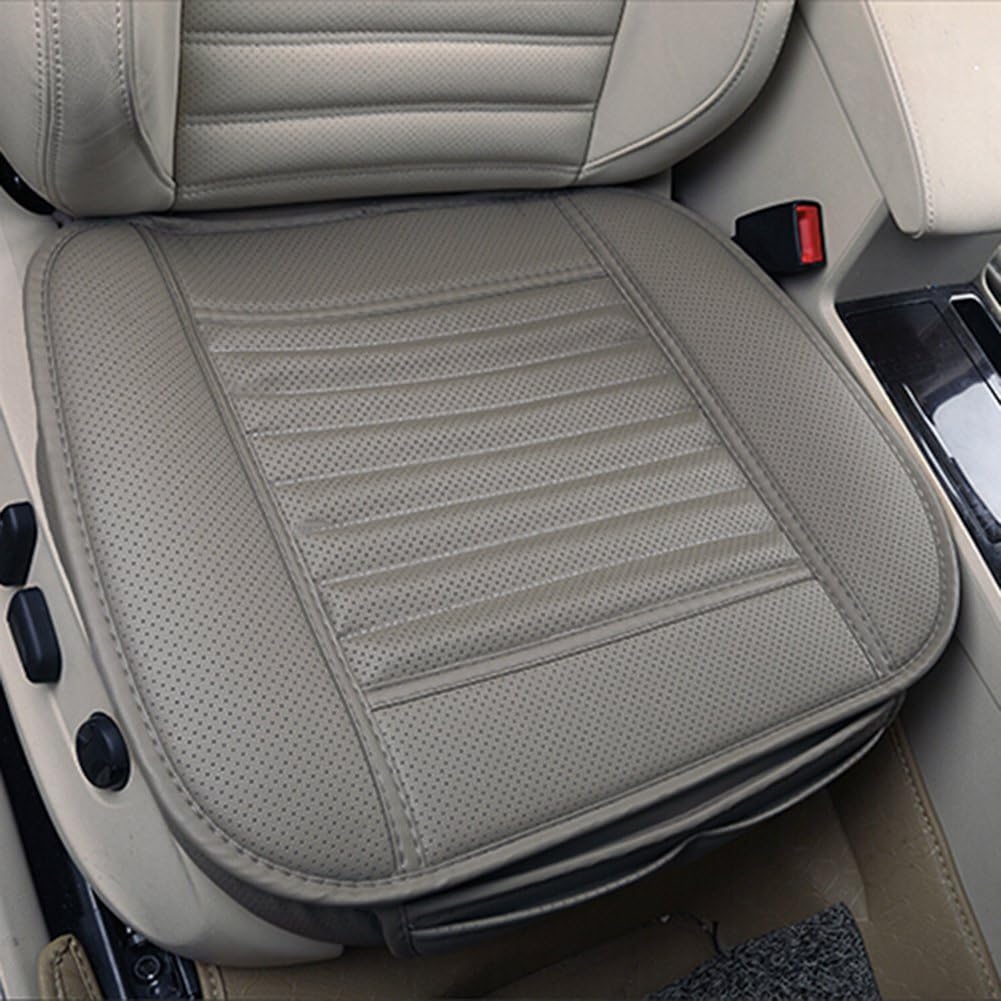 Car Seat Cushions, CONMING Breathable Charcoal Car Seat Cushion Car Interior Seat PU Leather and Bamboo Charcoal Cover Pad Mat All Seasons for Auto Car Supplies Car Chair 19.7"(W) x 20.5"(L)