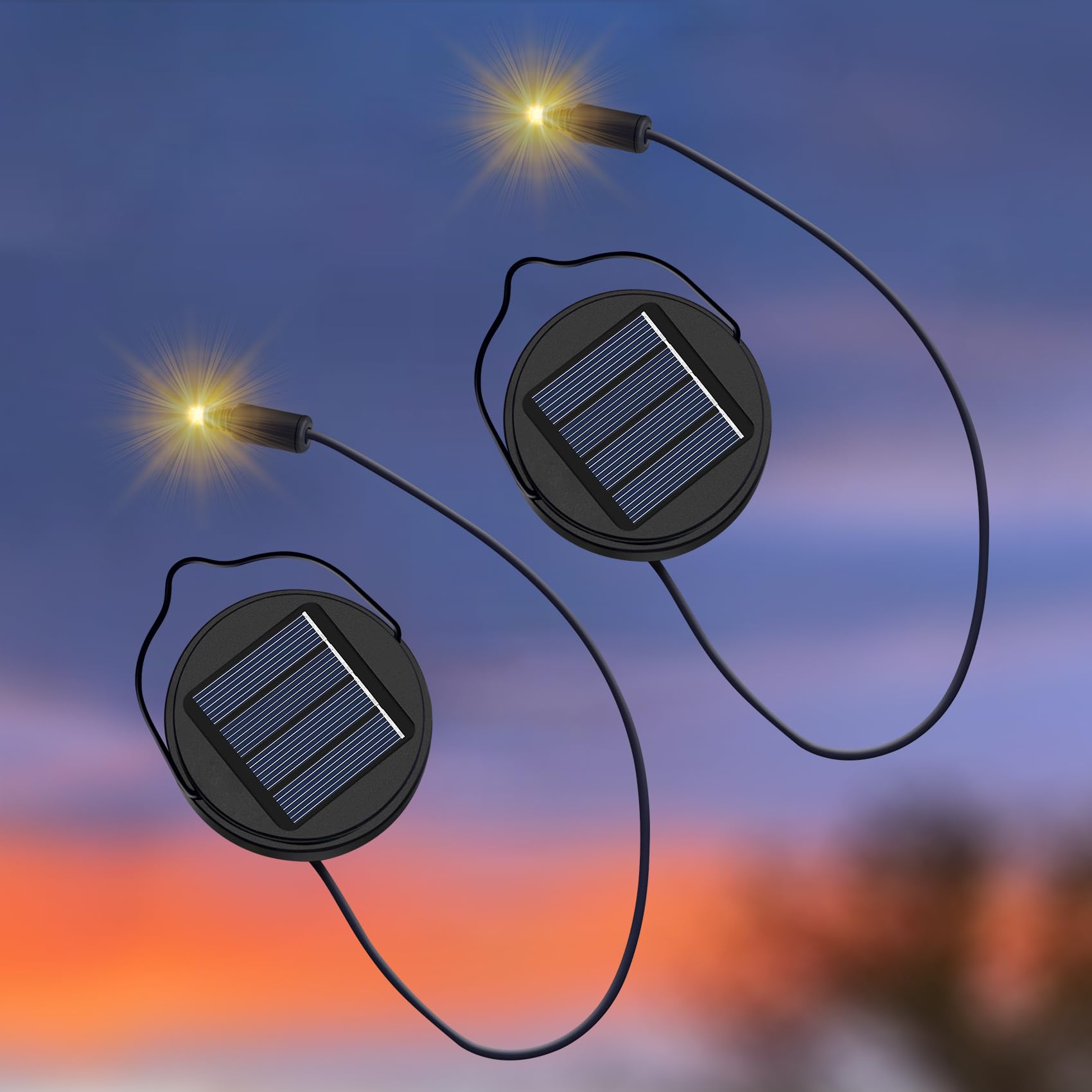 Photo 1 of 2Pack AA 600Mah Solar Lights Replacement Top for Outdoor Lantern Lights Waterproof for Garden, Yard,DIY Birthday Gifts Decorations