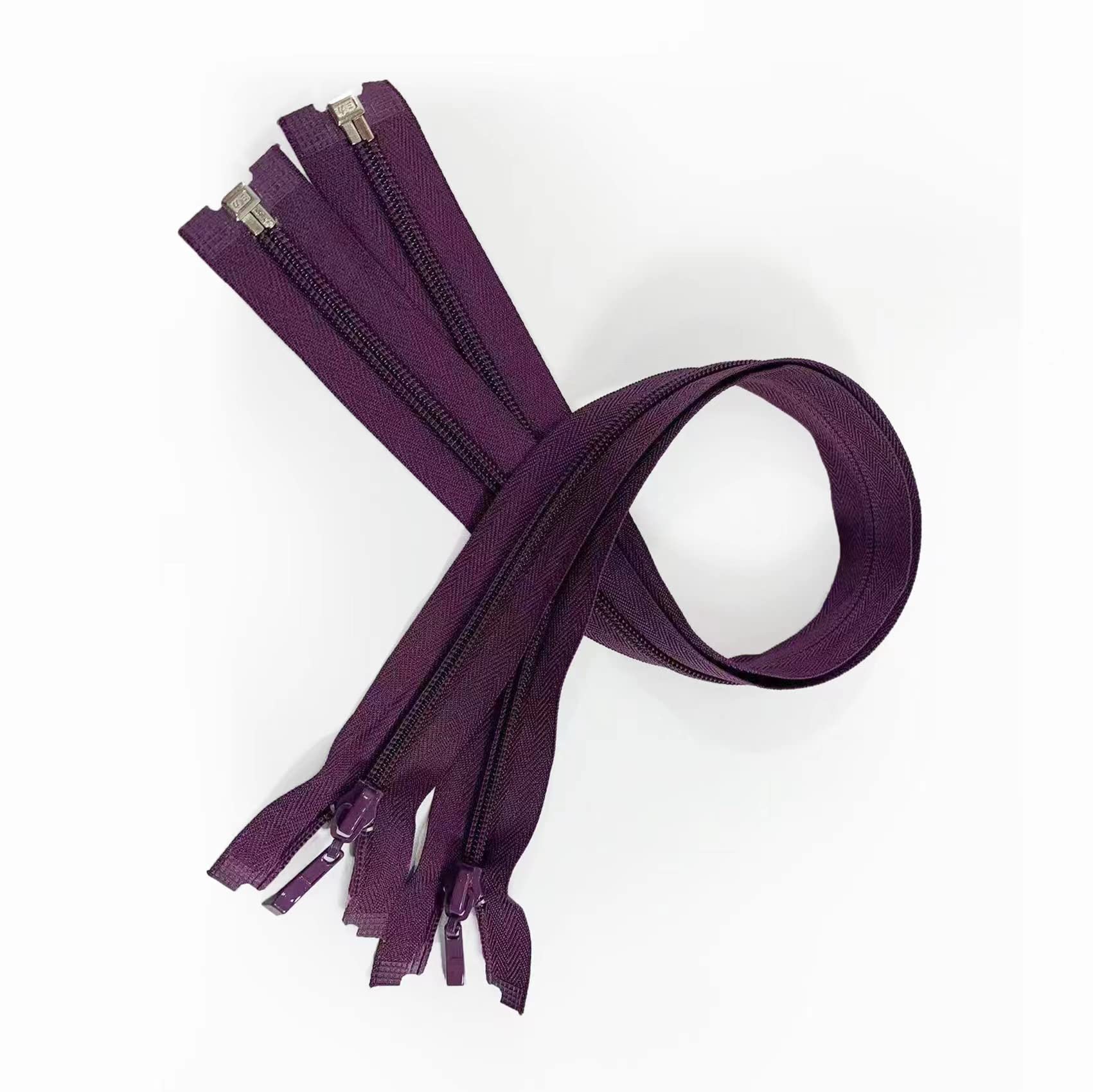 Pack of 2 50cm Nylon Zippers for Sewing #5, with Elephant Paw Puller, 11 Colors, for Sewing on Clothes, Fabrics, Dresses, Jackets, Crafts, (180, 50cm)