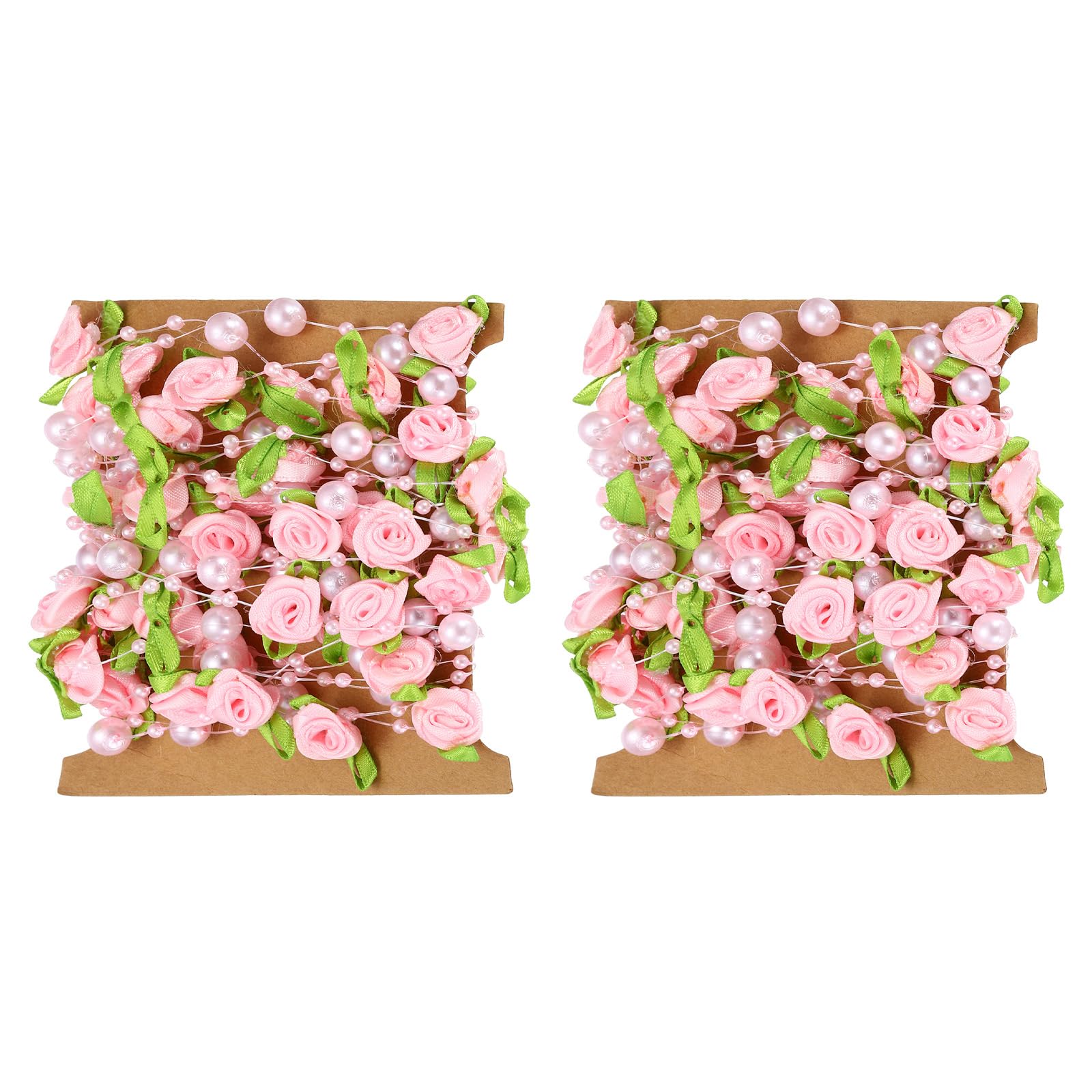 PATIKIL Rose Pearl String Beads, 2 Pcs 16.4 Ft Artificial Pearl Wire Garland for Christmas Party DIY Craft Home Wedding Decorative, Pink