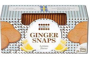 GOODSCIOUS Nyakers Pepparkakor Swedish Ginger Snaps Cookies, Vegan Cookies, Dairy-Free Snacks, Gourmet Cookies, Food Gift for Holidays, Christmas, Thanksgiving - Window Box - 5.3oz (Lemon)