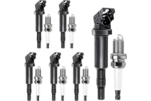 MOTOREVO UF592 Ignition Coils Pack & 7092 Iridium Spark Plugs Compatible with BMW 320i 325Ci 325i 325xi 330Ci 330i 330xi 525i 530i X3 X5 Z4 2002 2003 2004 2005 2006 2.2L 2.5L 3.0L Replace C1638 0221504470 6Pcs