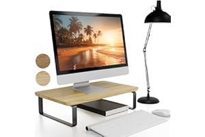 KIBAGA Beautiful Wooden Monitor Stand for Desk - Sturdy Stand Rises Your Monitor to the Perfect Ergonomic Level - Sleek and Functional Computer/Laptop Rack Design Elevates Any Workspace & Maximizes Space