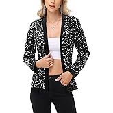 Anna-Kaci Women's Sparkly Sequin Cardigan Long Sleeve Open Front Glitter Party Sequin Blazer Jacket