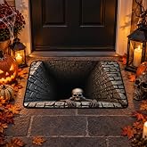 YADUO Halloween 3D Optical Illusion Rug, Brick Bottomless Area Mat, Novelty Ghost Skeleton 3D Optical Illusion Rugs, Horror Scary Non-Skid Quick Dry for Bathroom Bedroom (Gray-23.62X15.75IN)