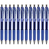 Writon Retractable & Refillable Gel Pens, Comfort Grip, 0.5mm Fine Point, Blue Ink, 12 Pack
