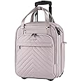 VANKEAN Carry On Underseat 16-inch Multi-functional Underseater Lightweight Overnight Suitcase with Wheels, Roller Case for Women Travel Business, Light Dusty Pink