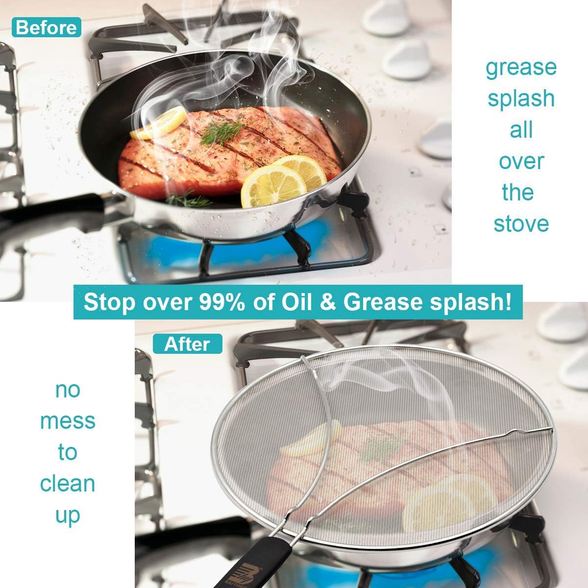 Zeeanker Grease Splatter Screen for Frying Pan, Stops 99% of Hot Oil Splash, Protects Skin from Burns - Image 4