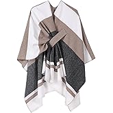 Aedvoouer Women's Plaid Shawl Wraps Open Front Poncho Sweater Oversized Cape Cardigan Shawls for Fall Winter