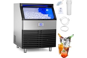 ECOJOY Commercial Ice Machine, 450LBS/24H Ice Maker with 120 LBS Storage, Ice Ready in 8-15 min, Under Counter Ice Machine, Commercial Ice Machine Maker for Restaurant/Bar/Cafe/Business