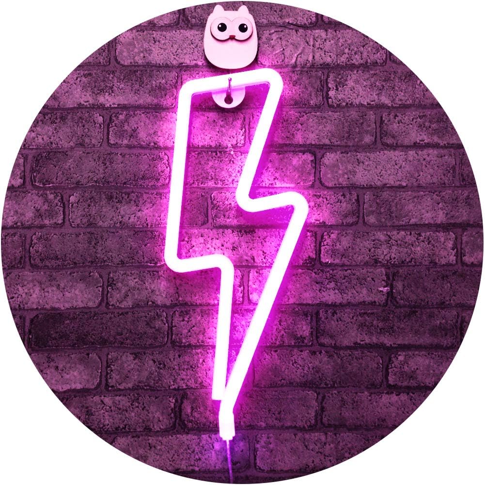 Lightning Bolt Neon Signs Pink Lightning Shape Neon Sign Art Decorative Lights Wall Decor For Christmas Baby Room Christmas Wedding Party Supplies Pink Neon Lightning Amazon Com