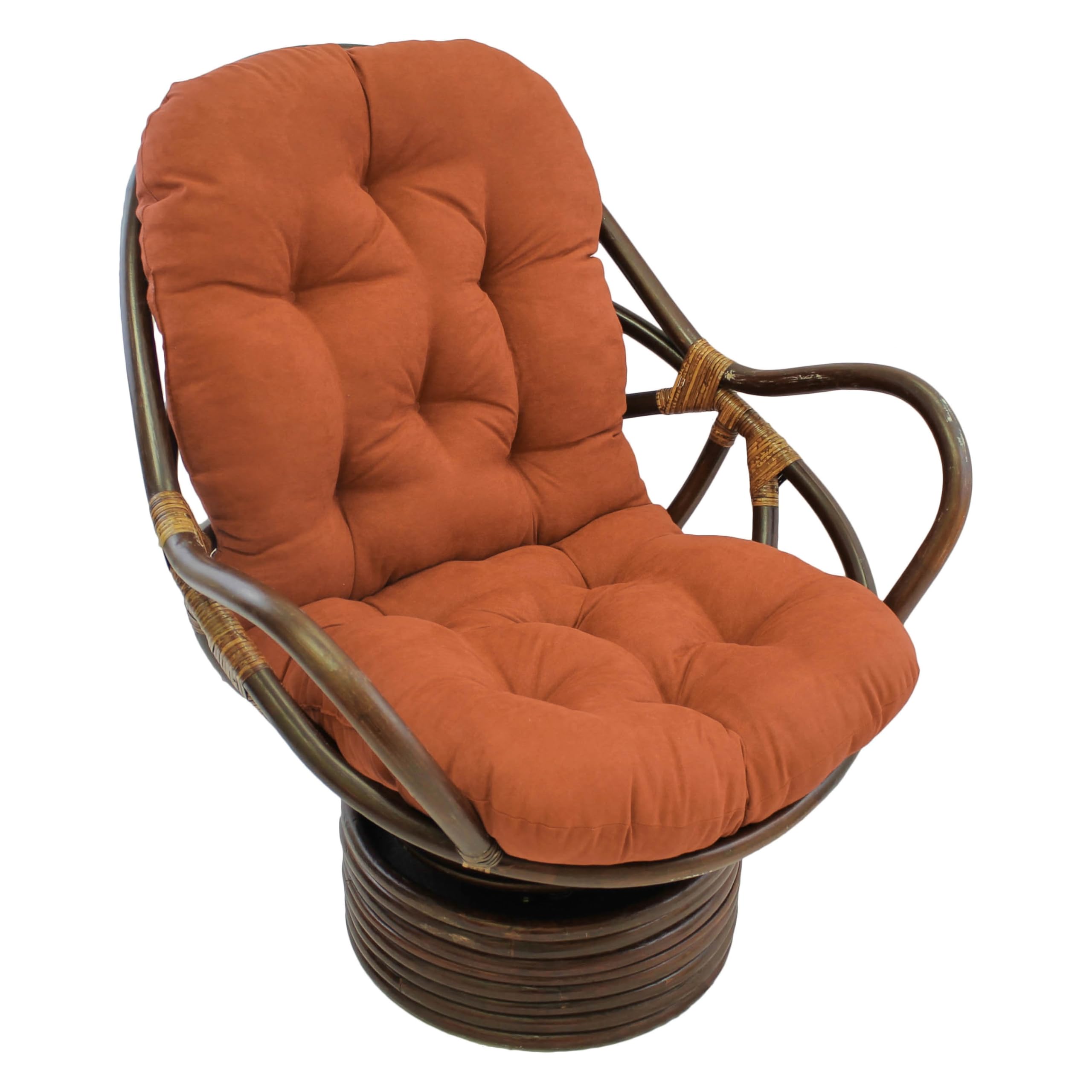 blazing needles solid microsuede swivel rocker chair cushion, 48" x 24", spice spice 1