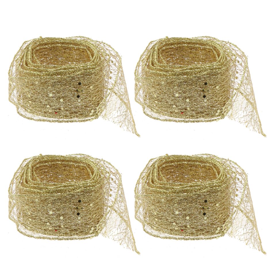 Tomaibaby Christmas Wide Ribbon 2M Wired Edge Sheer Organza Glitter Ribbon for Xmas Tree Home Party Decoration