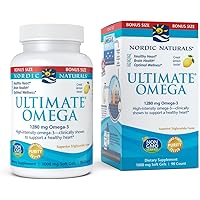 Nordic Naturals Ultimate Omega, Lemon Flavor - 1280 mg Omega-3 - 90 Soft Gels - High-Potency Omega-3 Fish Oil Supplement…