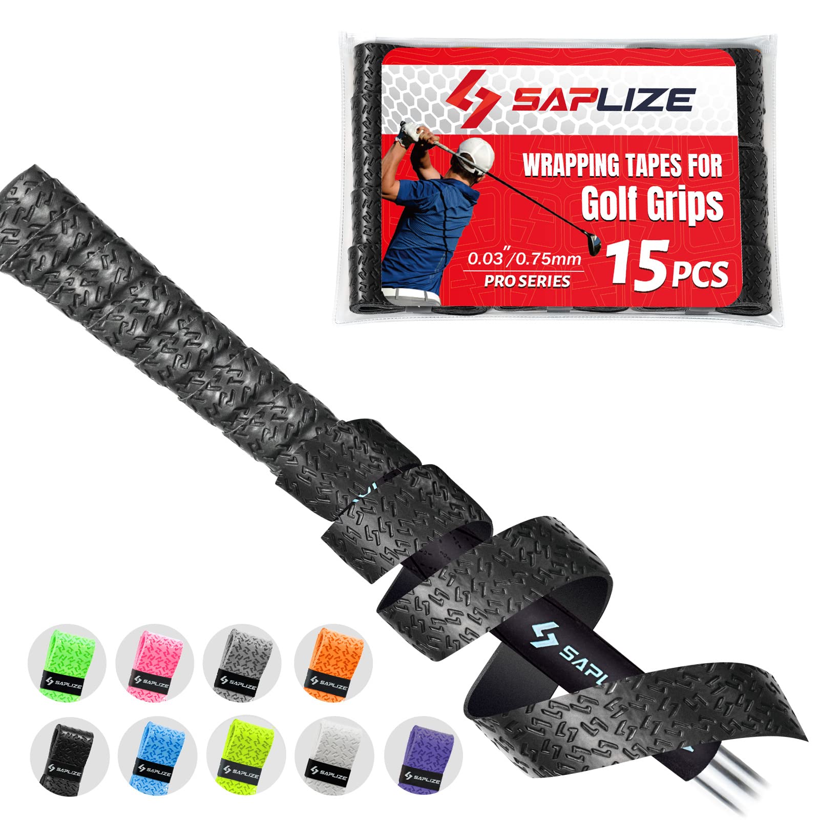 Photo 1 of SAPLIZE Golf Grip Wrapping Tapes, 15-Pack Tacky PU Overgrip Tapes, New Regripping Solution for Golf Club Grips, Golf Regripping Wrap Tape