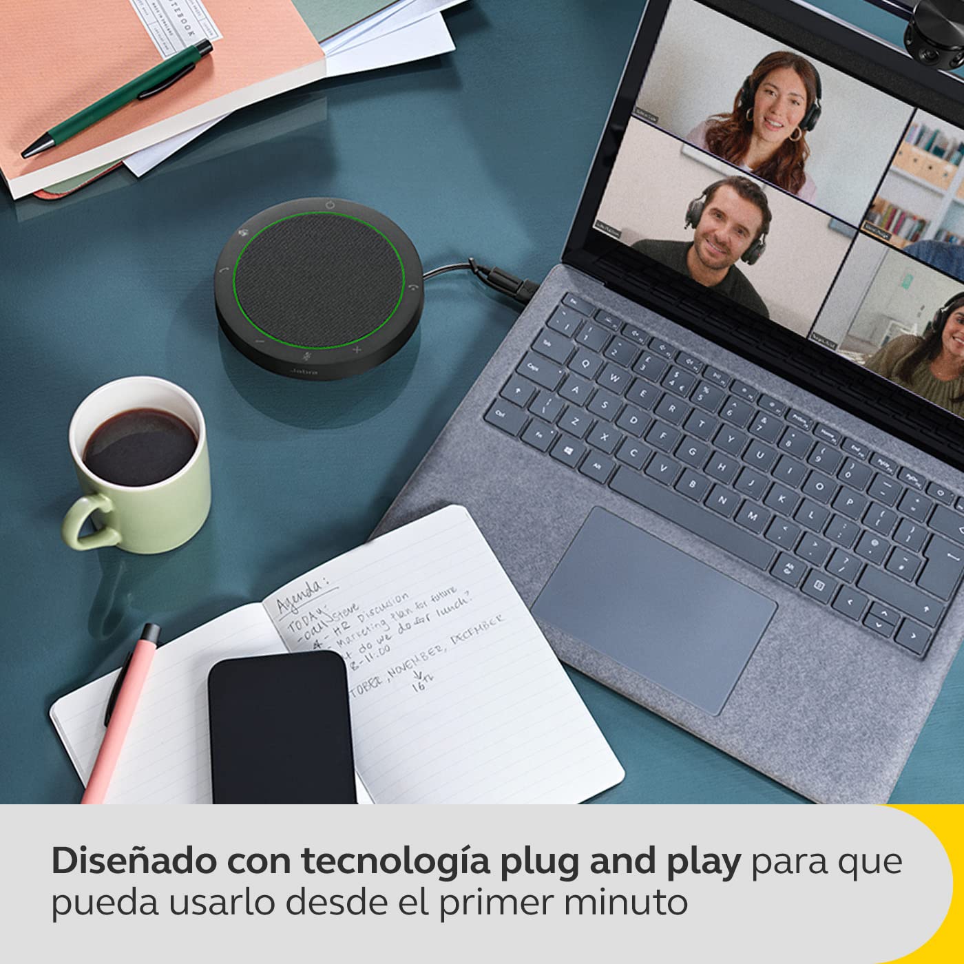 Jabra Speak2 40 Tragbare Freisprechlösung, 4 Mikrofone mit Geräuschunterdrückung, 50 mm Breitband-Lautsprecher, mit USB-A und USB-C, für MS-Teams Zertifiziert, Dunkelgrau 8