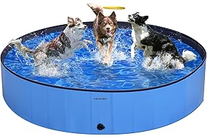 YAZXGBO Foldable Dog Pool for Large Dogs, 71'' Swimming Pool for Small Dogs, Outdoor Pet Pool Pet Bathtub Collapsible Kiddie Pool Cats Doggie Puppy Bathing Tub with PP Board Hard Support