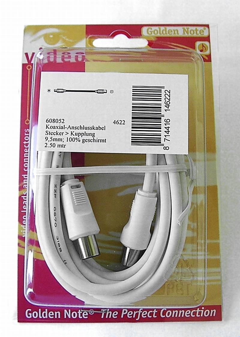 Vse 608052 10 m Alansch Closure Cable 85 dB 2.5 m Length, GNB, 64 x 100 Percent Geschimrt 0.12 mm, white