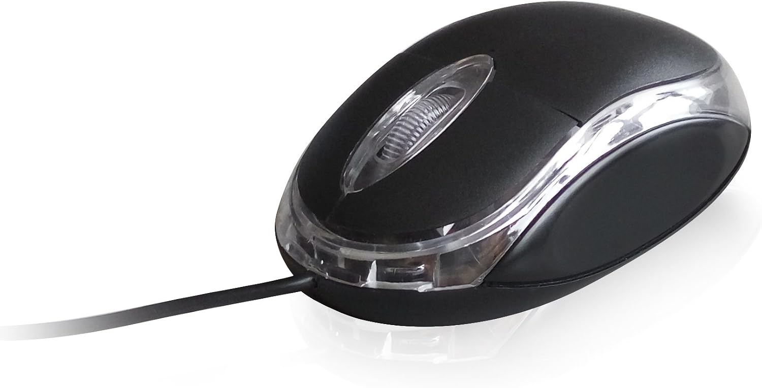 Ewent EW3174 Mini Optical Mouse, 1000dpi, 1.15m Cable, Black, Transparent - Image 4
