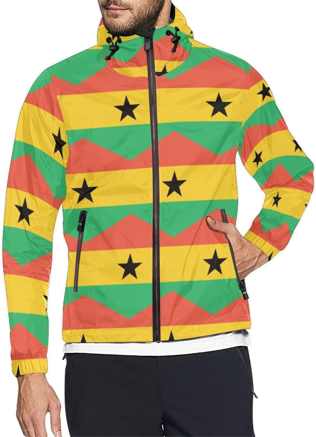 Ghana Flag Mens and Womens Windproof Jacket Windbreaker
