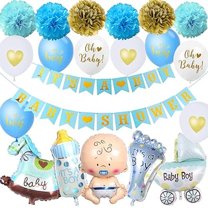 Amazon Com Kreatwow Blue Gold Baby Shower Decorations It S A Boy
