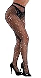 VEBZIN Black Sparkly Fishnet Stockings for Women