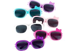 Super Z Outlet Plastic Color Assorted Round Style Girl Bow Children Sunglasses Shades Eye Wear for Party Prop Favors, Decorations, Toy Gifts (12 Pairs)