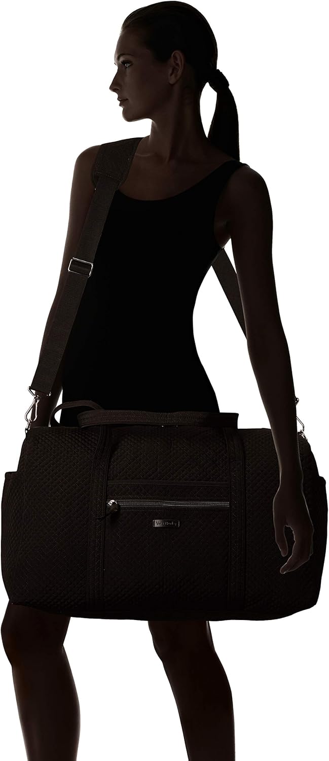Vera Bradley Women's Microfiber Large Travel Duffle Bag, Black, One Size: Shoes