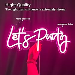 Let's Party Neon Sign, LED Neon Lights for Bedroom