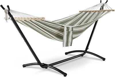 VonHaus Hammock with Stand Freestanding 2 Person Polycotton Green